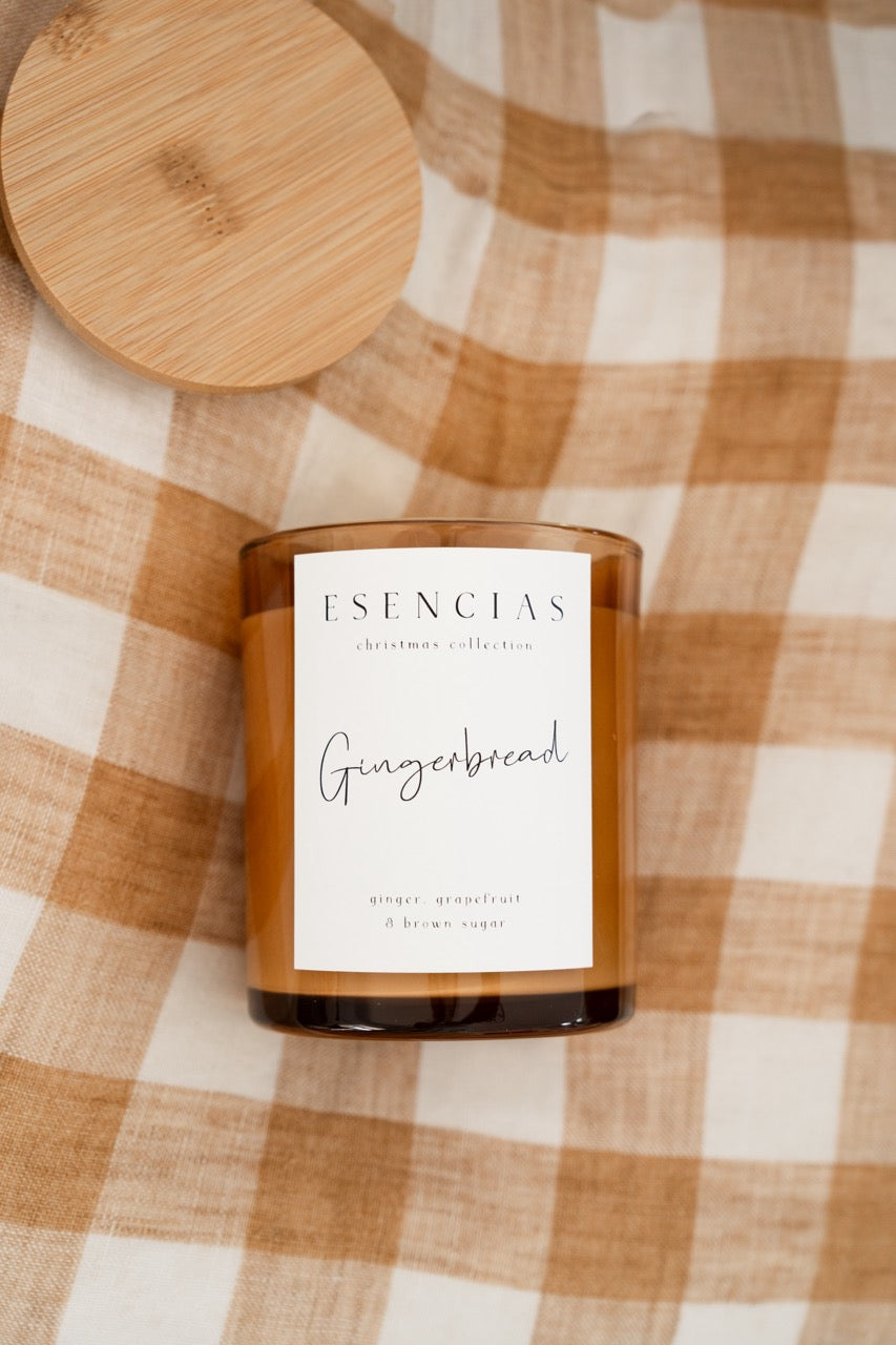 Christmas Range Gingerbread styled on orange background. 