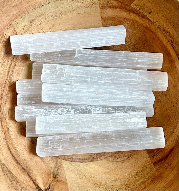 Selenite wand crystal for cleansing and energy clearing.