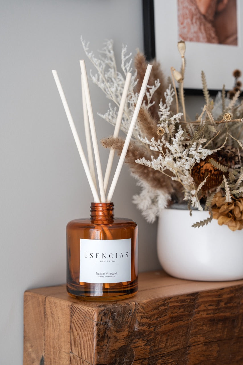 Signature Range Reed Diffuser in Tuscan Vineyard in lifestyle image. 
