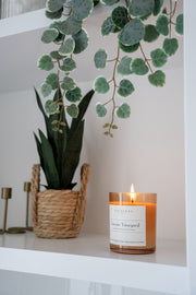 Lifestyle shot of tuscan vineyard soy candle