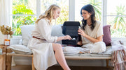 Two models holding the Calm and Intuition bundle in a lifestyle setting, radiating tranquility, mindfulness and gentle self-care.